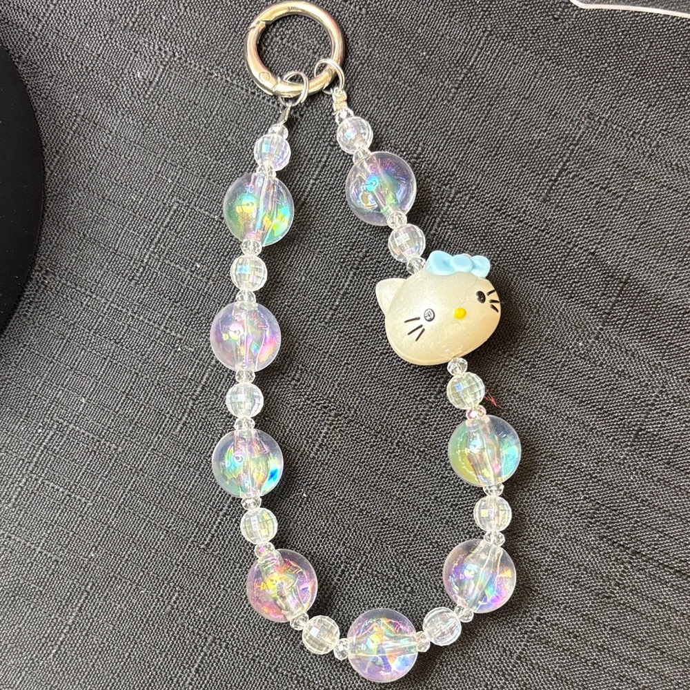 Cute Beaded Keychain/wrist accessory w/Hello Kitty